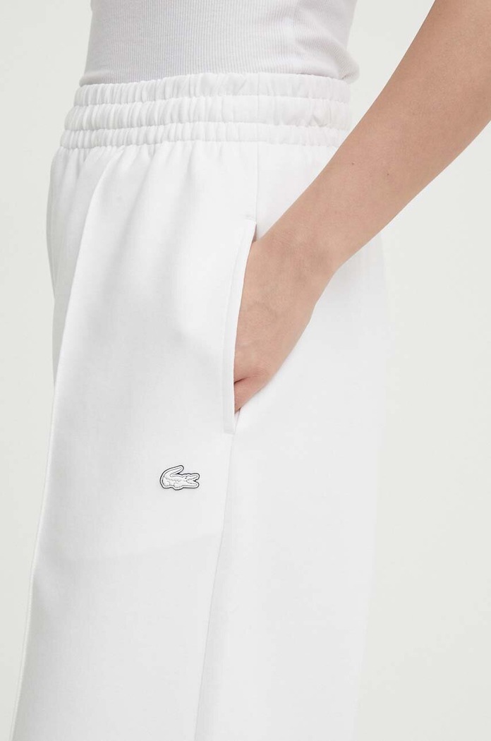 Lacoste παντελόνι επίσημο με βαμβάκι γυναικείο XF7374 λευκό