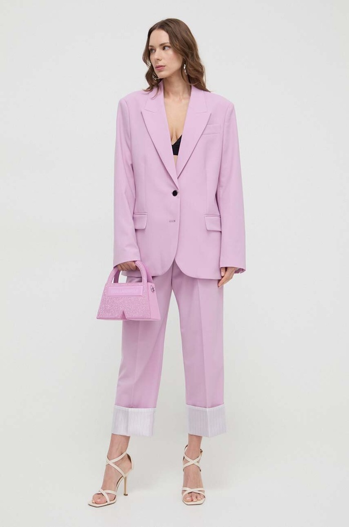 Karl Lagerfeld nadrág gyapjú keverékből 241W1010 rózsaszín SS24