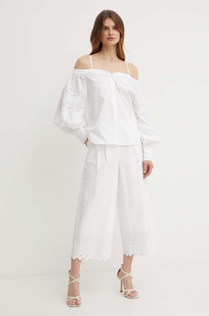 Bavlněné kalhoty Karl Lagerfeld 241W1004 béžová SS24
