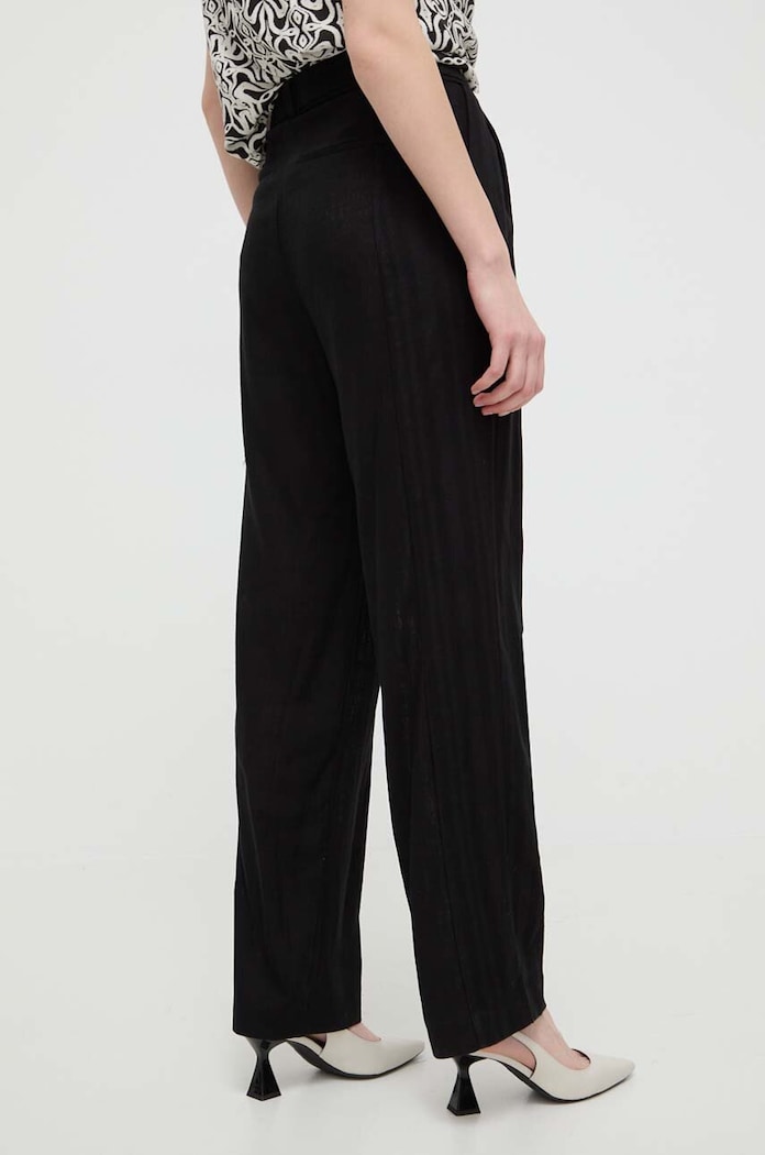 Îmbrăcăminte Desigual pantaloni din amestec de in ARMAND 24SWPW10 negru