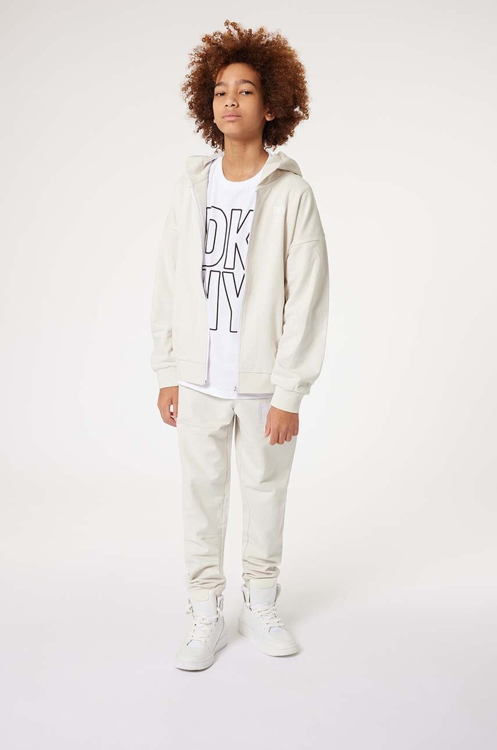 Dkny spodnie dresowe bawełniane dziecięce nadruk biały D60033.114.150