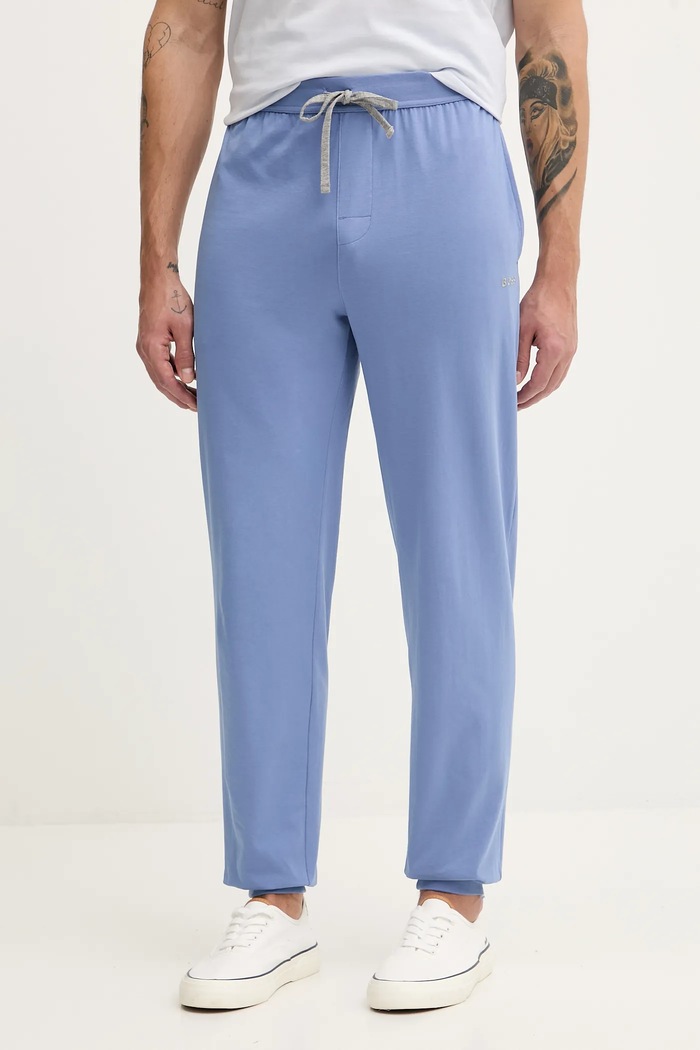 BOSS nohavice loungwear pánske bavlnené s elastanom Mix&Match Pants modrá 50515305