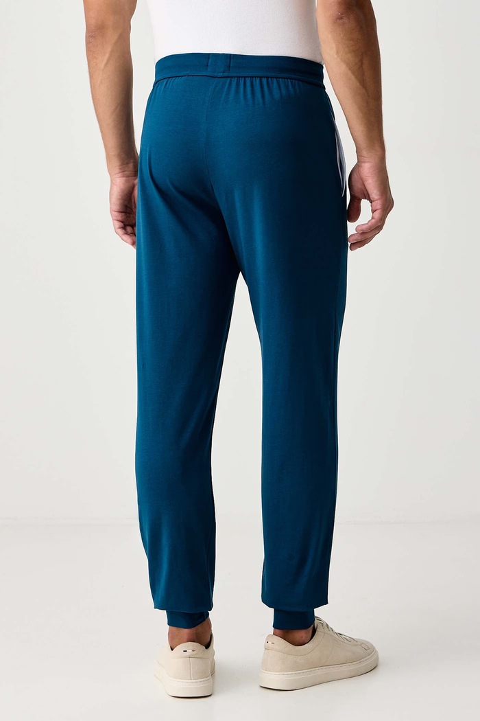 Дрехи BOSS Домашен панталон мъжки от памук с еластан Mix&Match Pants 50515305 син