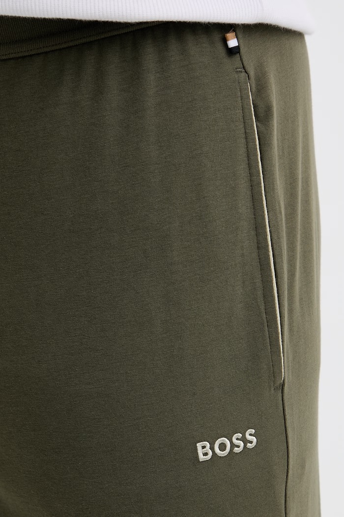 BOSS nohavice loungewear pánske bavlnené s elastanom Mix&Match Pants zelená 50515305
