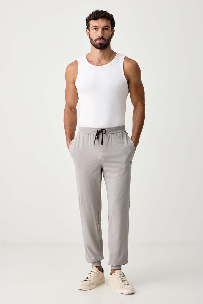 BOSS Домашен панталон мъжки от памук с еластан Mix&Match Pants 50515305 бежов SS26