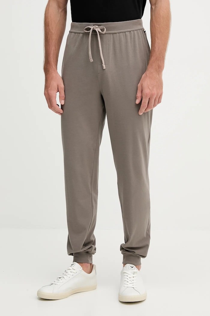 BOSS Spodnie lounge męskie bawełniane z elastanem Mix&Match Pants brązowy 50515305