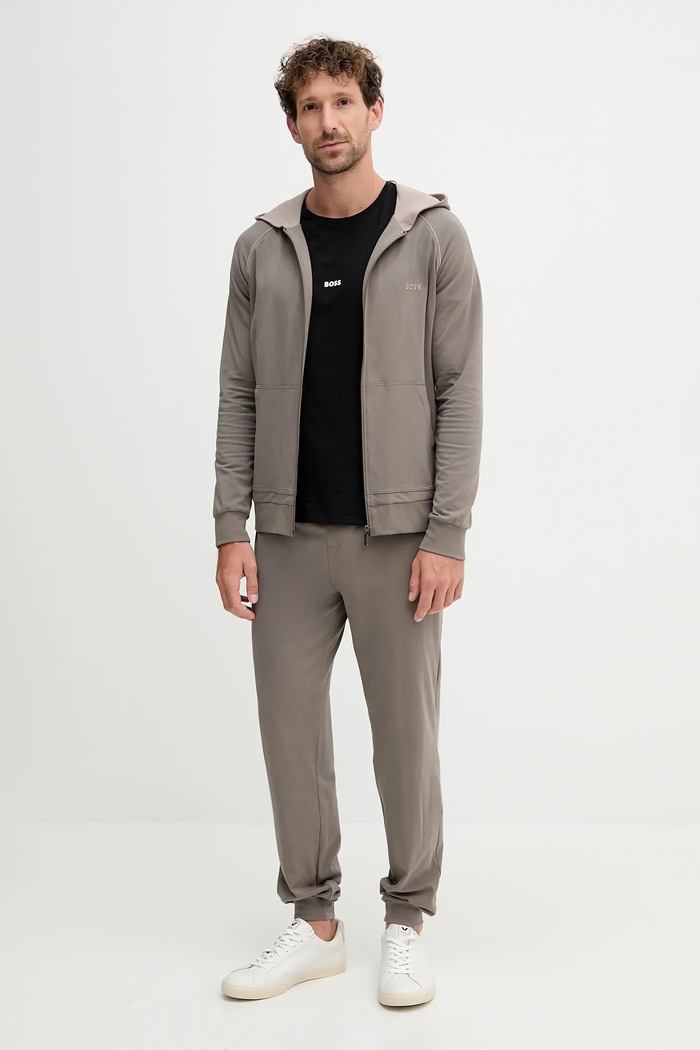 BOSS Spodnie lounge męskie bawełniane z elastanem Mix&Match Pants 50515305 brązowy SS26