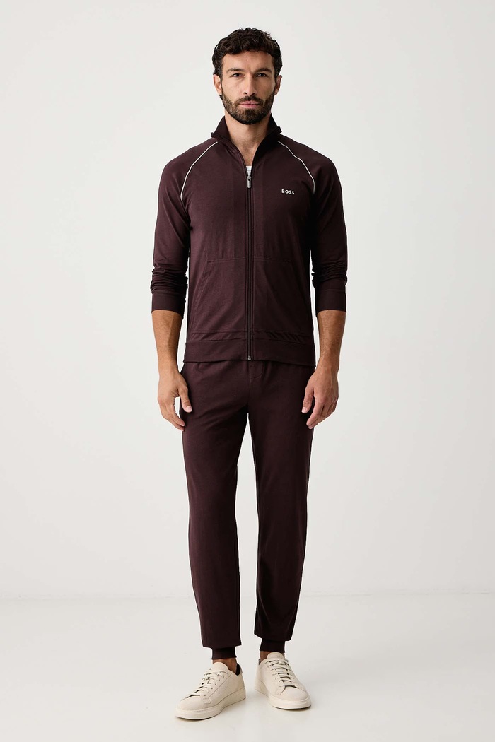 BOSS Домашен панталон мъжки от памук с еластан Mix&Match Pants 50515305 кафяв SS26
