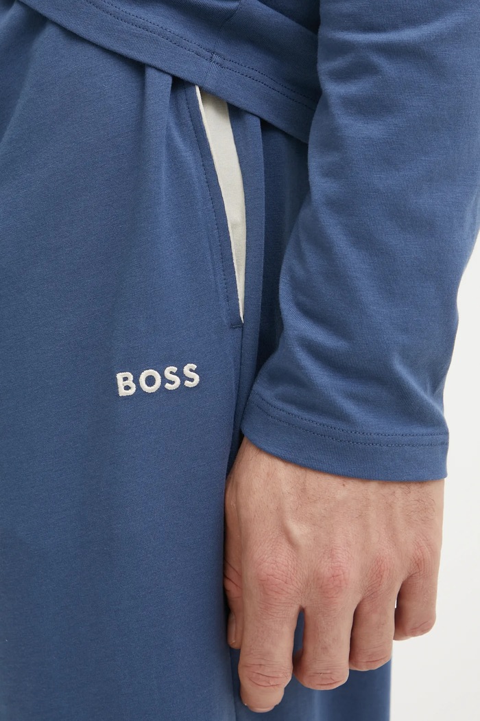 BOSS pantaloni de loungewear bărbătești din bumbac cu elastan Mix&Match Pants albastru 50515305