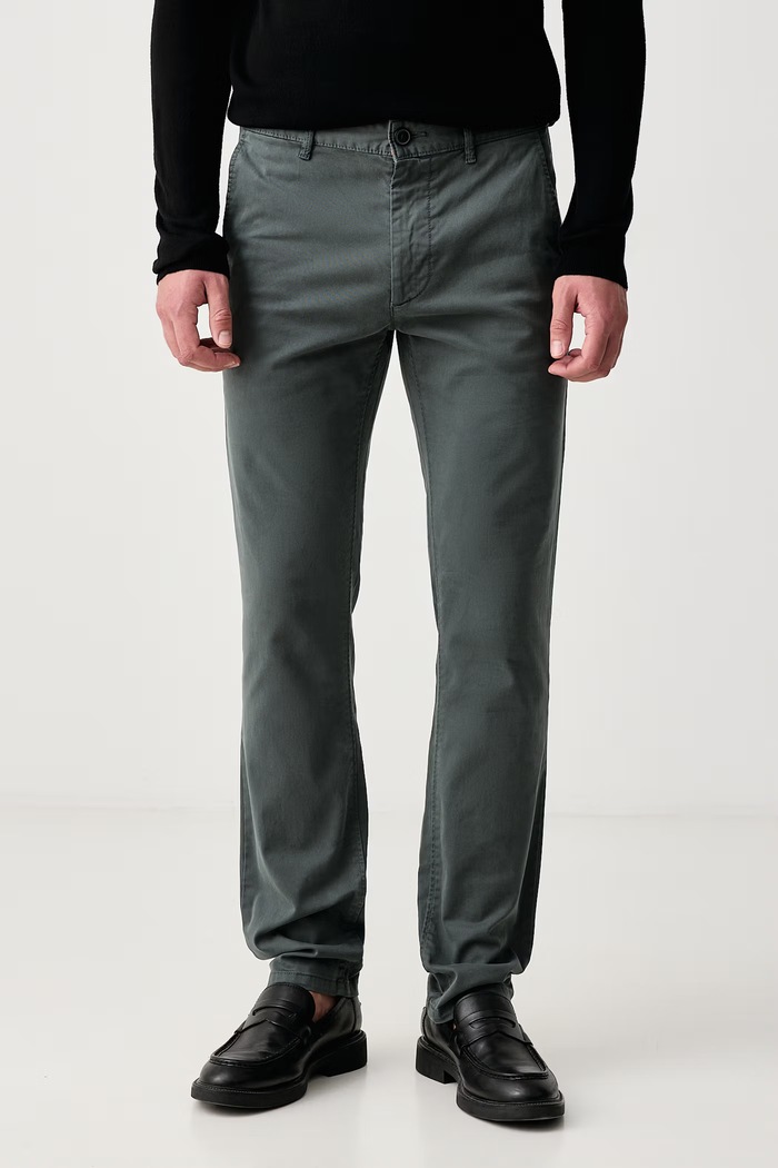 BOSS Orange Spodnie chinos męskie bawełniane z elastanem Chino_slim zielony 50510933