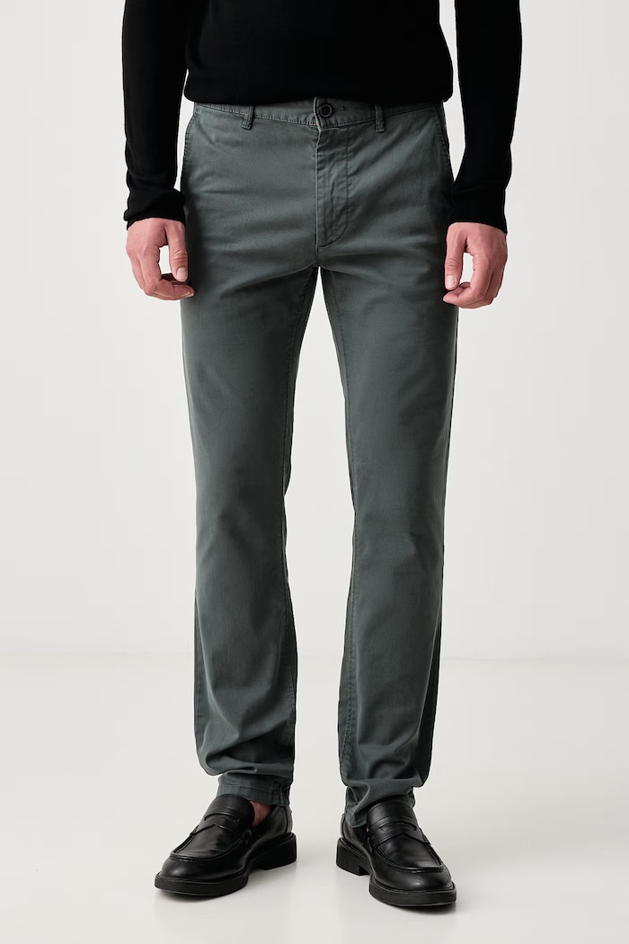 BOSS Orange Spodnie chinos męskie bawełniane z elastanem Chino_slim zielony 50510933
