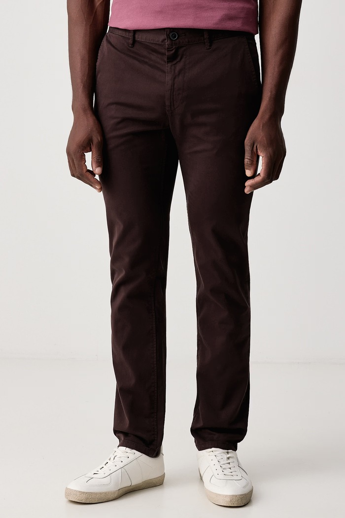 BOSS Orange Spodnie chinos męskie bawełniane z elastanem Chino_slim brązowy 50510933