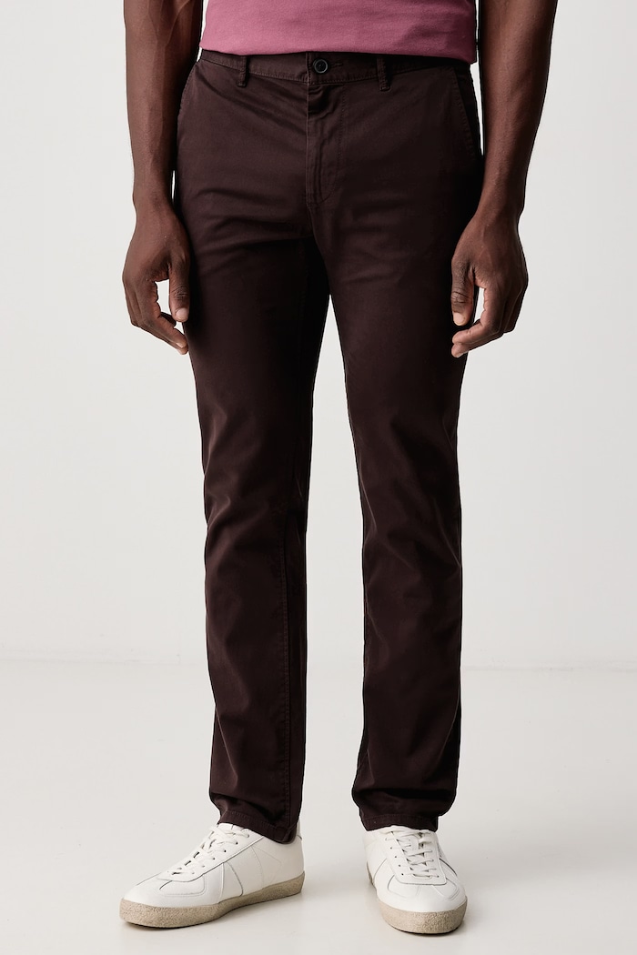 BOSS Orange Spodnie chinos męskie bawełniane z elastanem Chino_slim brązowy 50510933