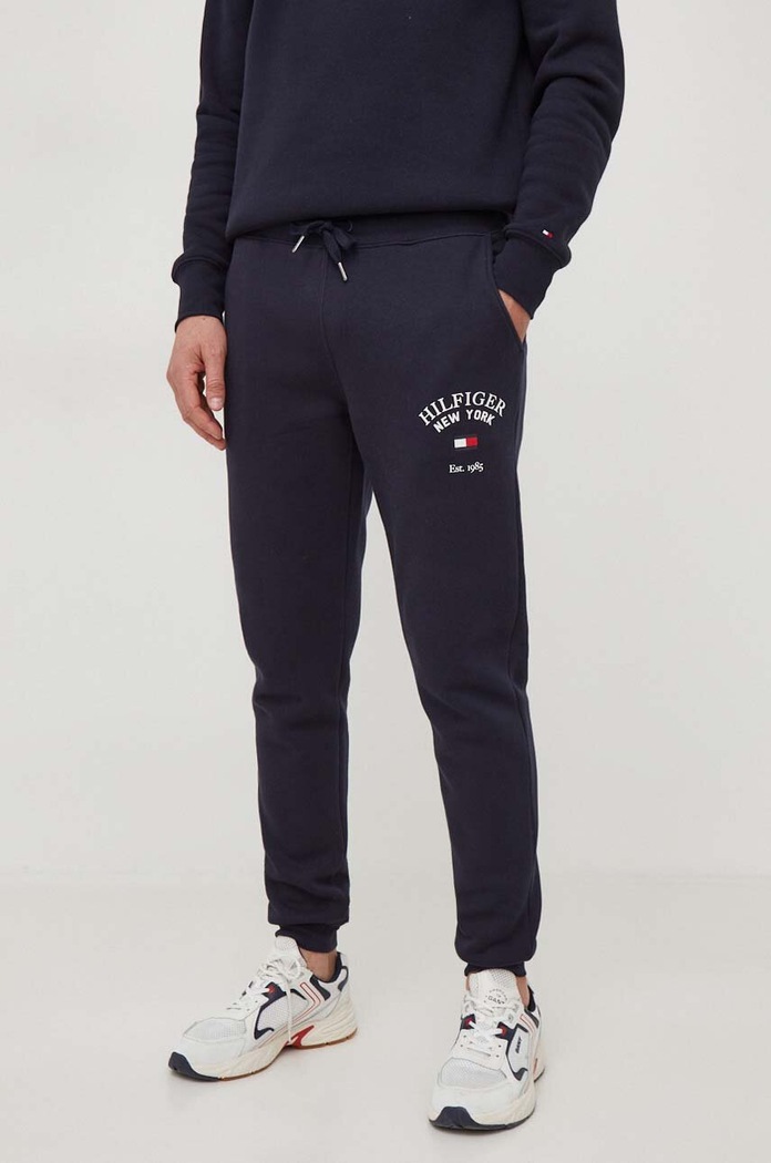 Παντελόνι φόρμας Tommy Hilfiger πλεκτό ύφασμα σκούρο μπλε MW0MW33642