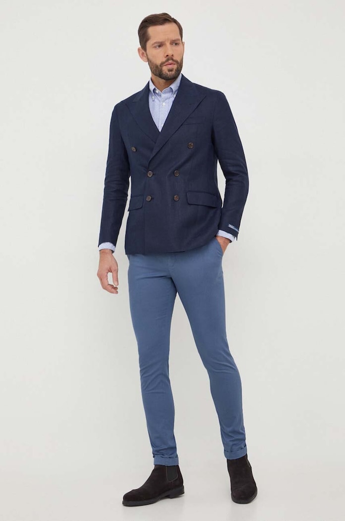 Tommy Hilfiger spodnie z elastanem niebieski MW0MW33937