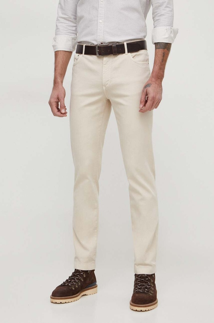 Tommy Hilfiger spodnie z elastanem beżowy MW0MW33908