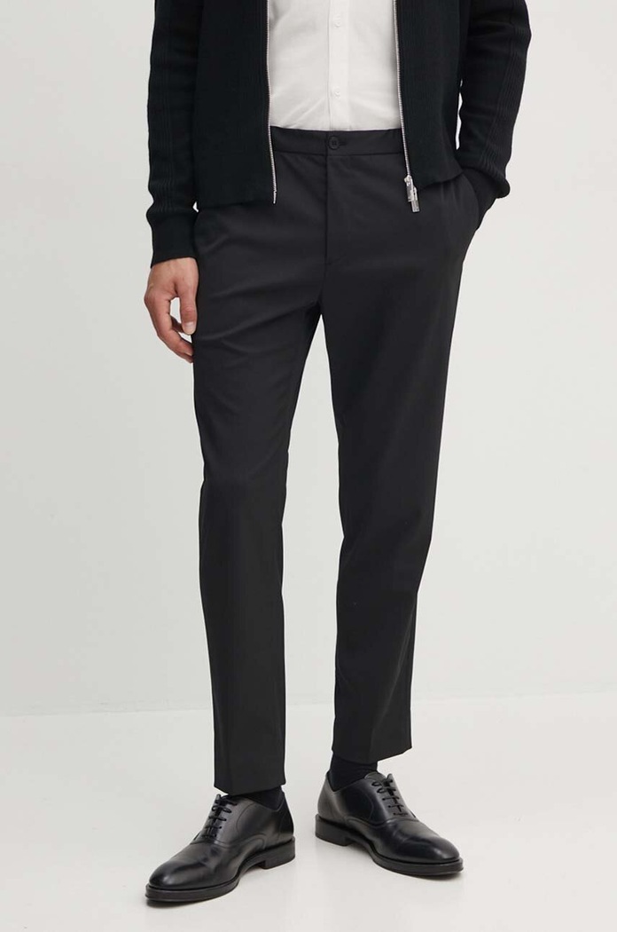 Calvin Klein spodnie z domieszką wełny czarny K10K109550