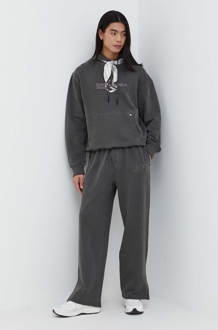 Karl Lagerfeld Jeans spodnie dresowe bawełniane 240D1002 szary SS24