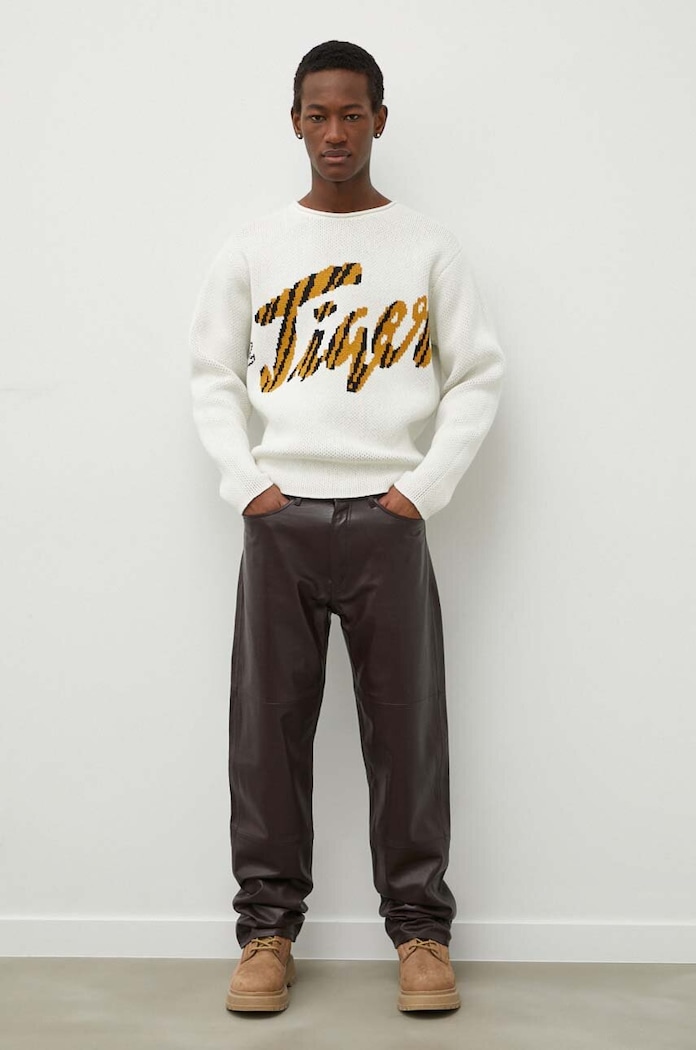 Kožené kalhoty Tiger Of Sweden Alec látka hnědá T72373002