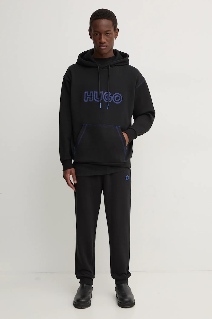 Хлопковые спортивные штаны Hugo Blue Nompio 50522360 чёрный AW25