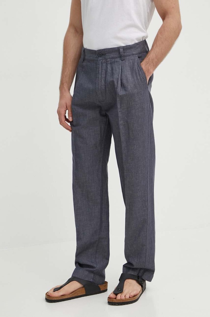 Pepe Jeans spodnie RELAXED PLEATED LINEN PANTS tkanina szary PM211700