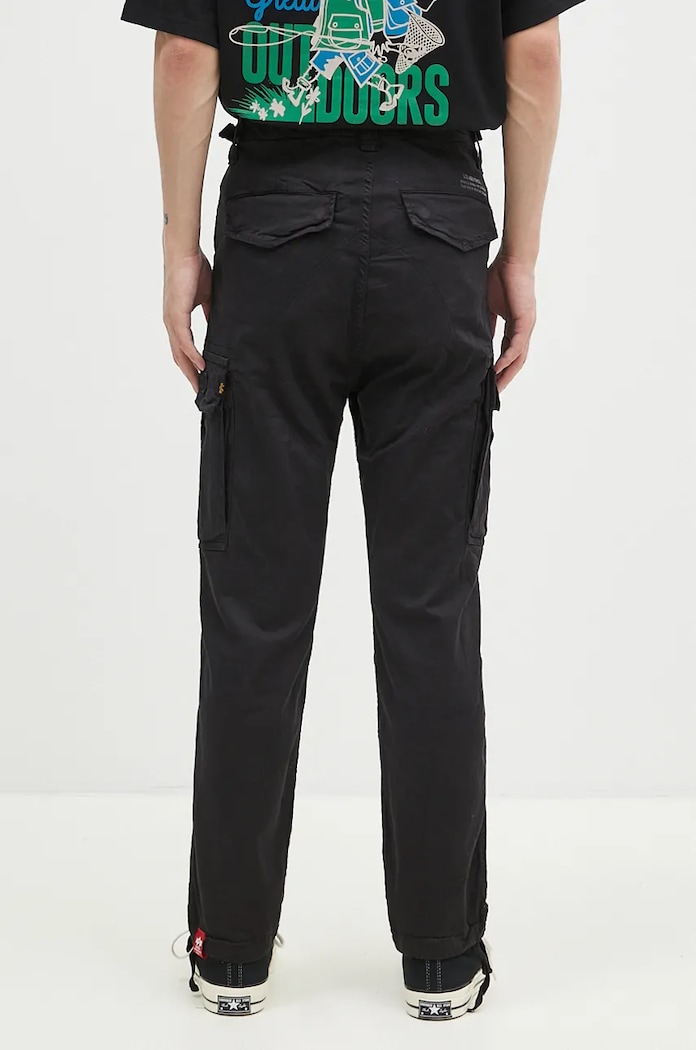 Odzież Alpha Industries spodnie cargo męskie bawełniane z elastanem Squad Pant 188202 czarny
