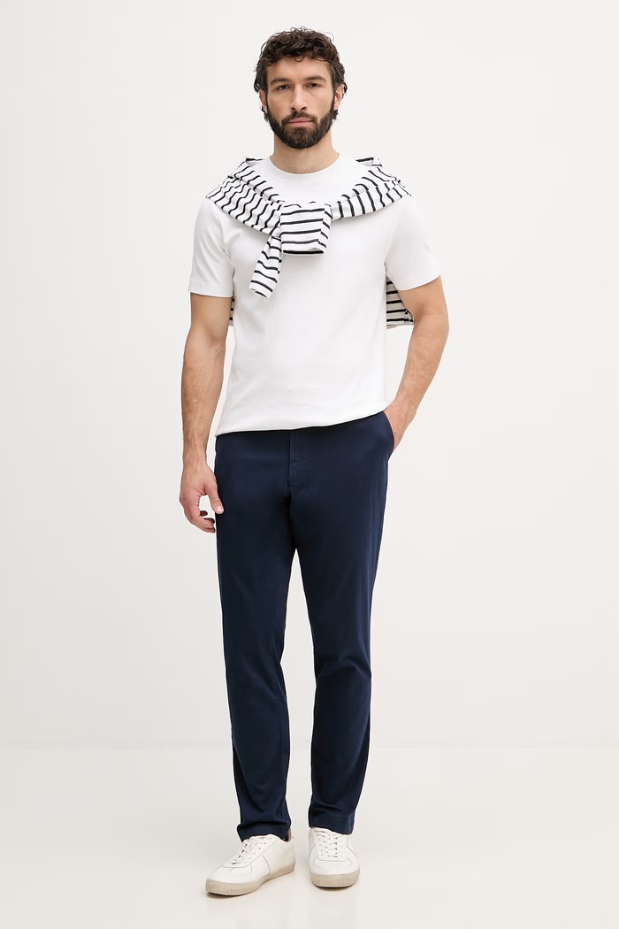 Michael Kors pantaloni chinos bărbați cu bumbac CS4301KDR2 bleumarin SS26