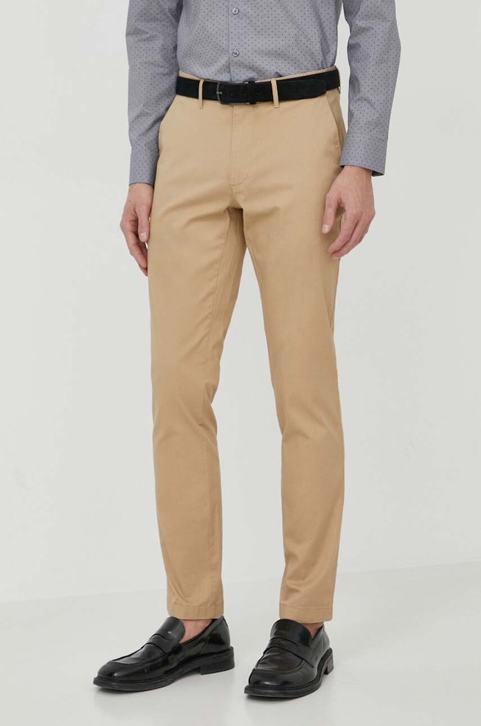 Michael Kors Pantaloni chinos bărbați cu bumbac bej CS4301KDR2