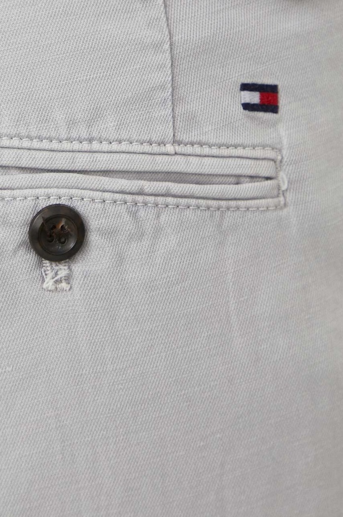 Kalhoty s příměsí lnu Tommy Hilfiger šedá MW0MW33914