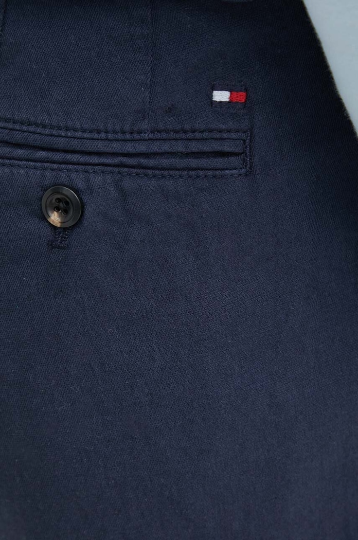 Tommy Hilfiger spodnie z domieszką lnu granatowy MW0MW33914