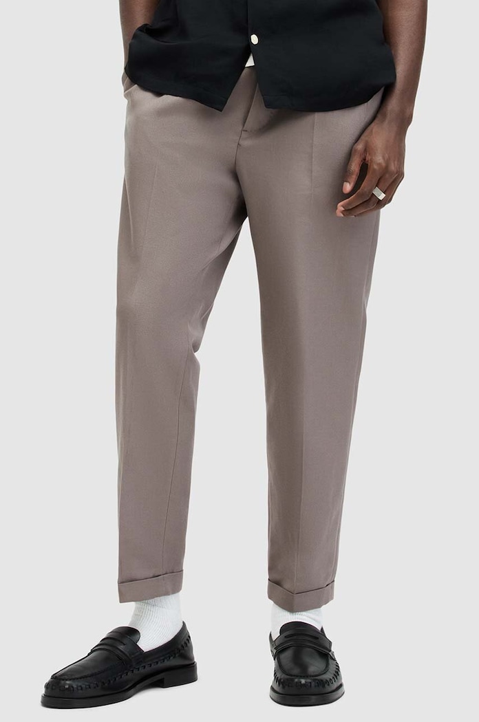 Παντελόνι AllSaints TALLIS με μείγμα μαλλιού μπεζ MM070Y