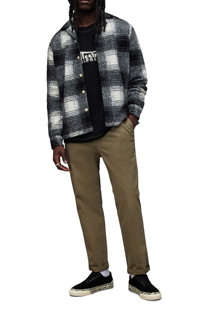 Βαμβακερό παντελόνι AllSaints VERNE MM064Y πράσινο