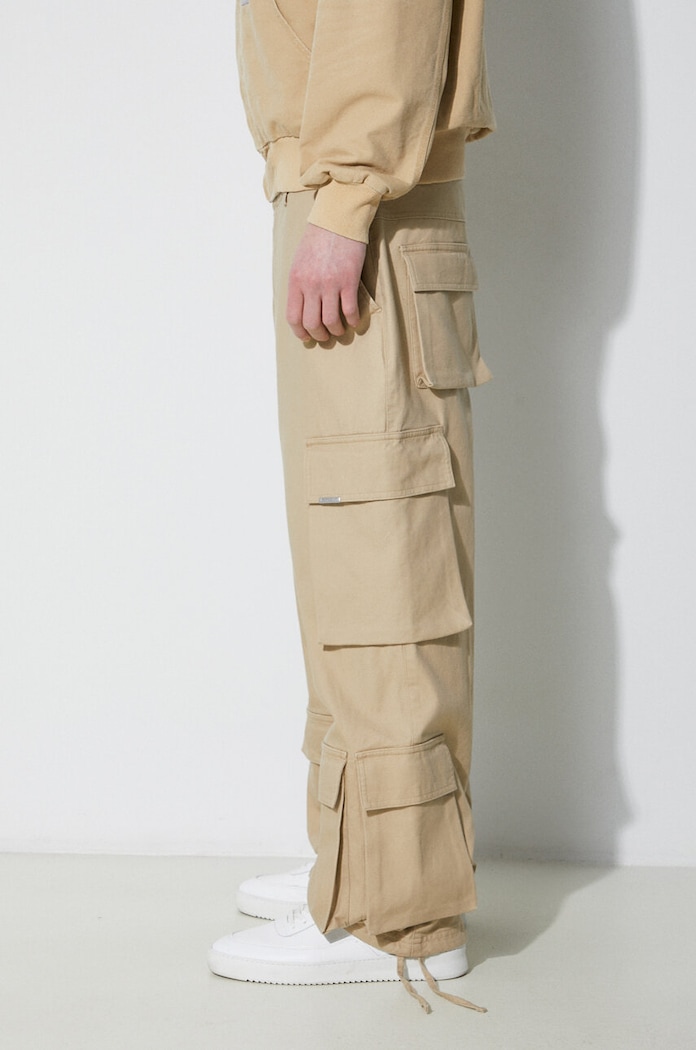 Βαμβακερό παντελόνι Represent Baggy Cargo Pant μπεζ MLM521.494