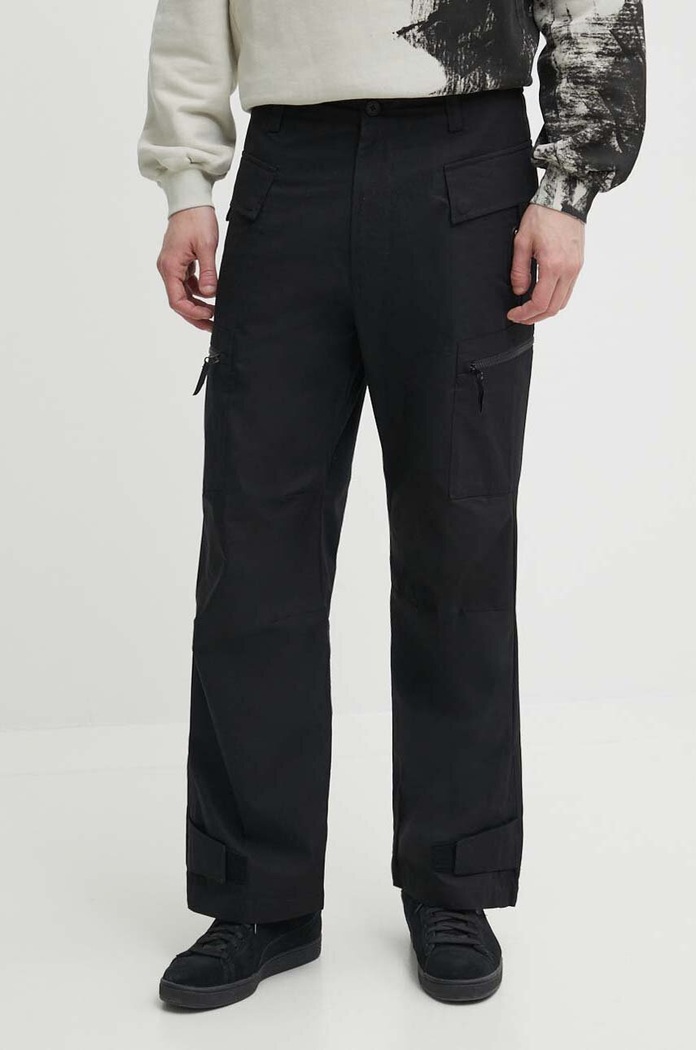 A-COLD-WALL* pantaloni de bumbac Static Zip Pant bumbac negru ACWMB278C