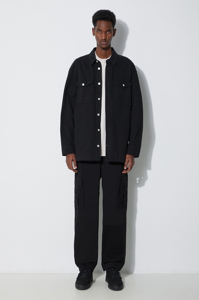 Hlače Marcelo Burlon Cross Cotton Cargo CMCF014S24FAB0011001 crna SS24