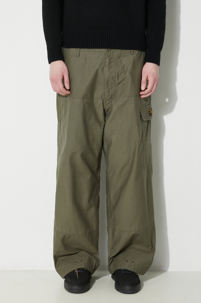 Human Made pantaloni de bumbac Military Easy Pants verde HM27PT002