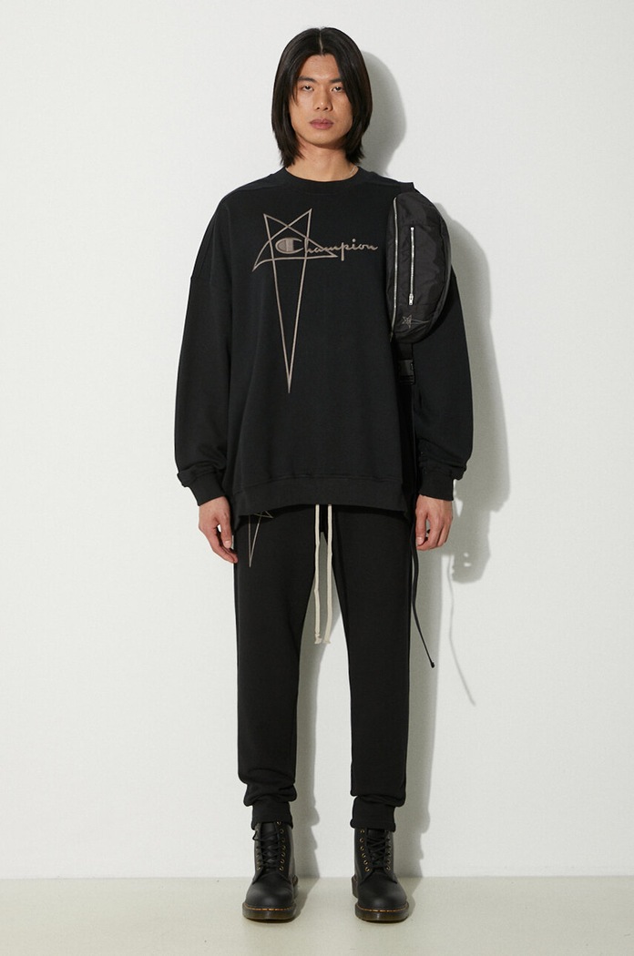 Rick Owens cotton joggers x Champion Joggers CM01D0471 black SS24