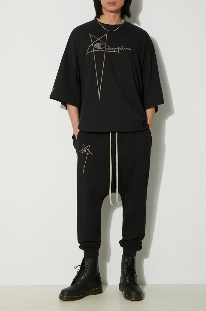 Rick Owens trousers x Champion Prisoner Drawstring cotton black CM01D9245