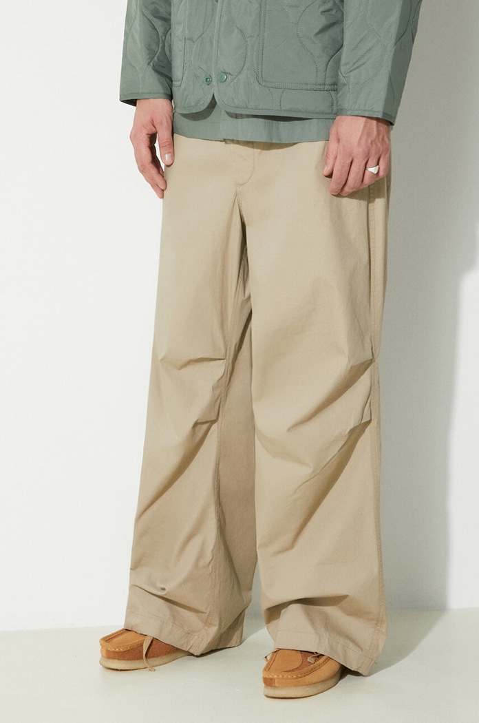 Βαμβακερό παντελόνι Engineered Garments Over Pant μπεζ OR343.ZT154