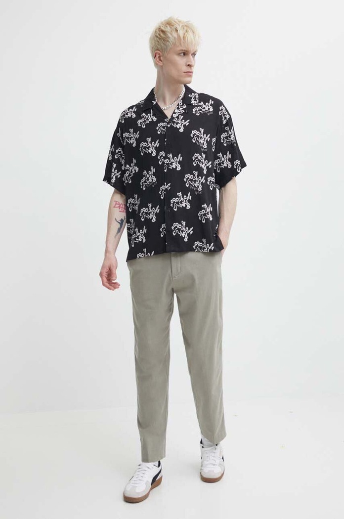 Abercrombie & Fitch spodnie z domieszką lnu KI130.4037.332 zielony SS24