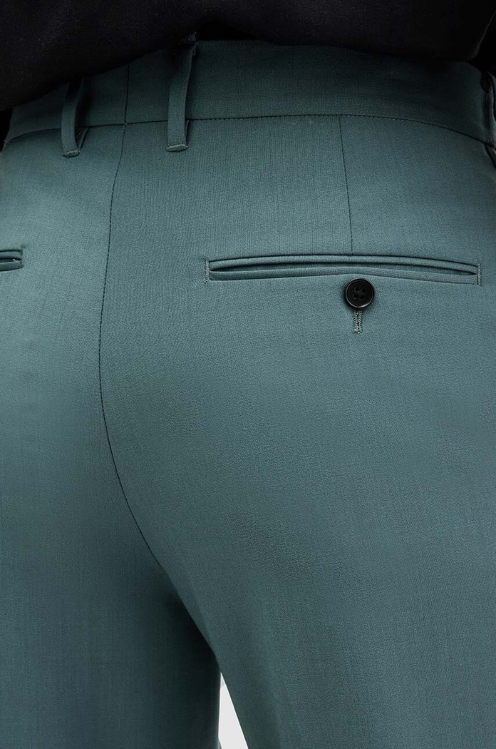 Vlnené nohavice AllSaints MOAD TROUSER tyrkysová MM514Z