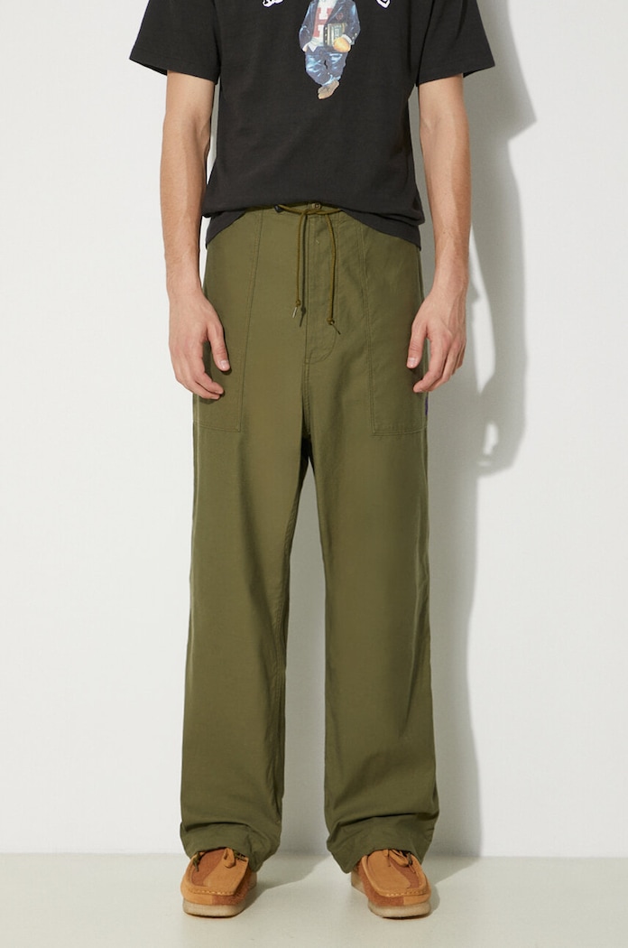 Needles cotton trousers String Fatigue Pant green OT181