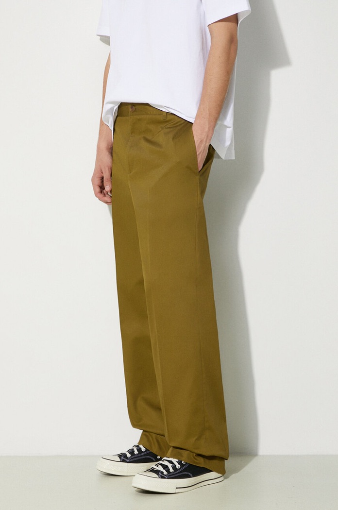 Bavlněné kalhoty Maison Kitsuné Relaxed Chino bavlna zelená MM01106WW0078