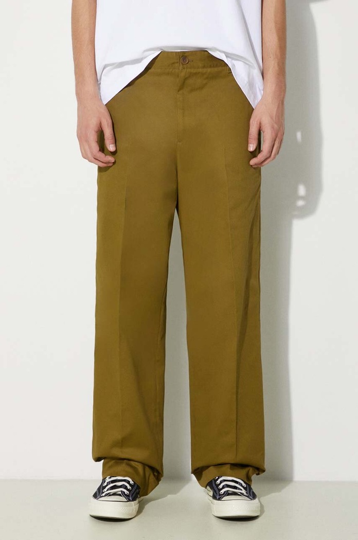 Bavlněné kalhoty Maison Kitsuné Relaxed Chino zelená MM01106WW0078