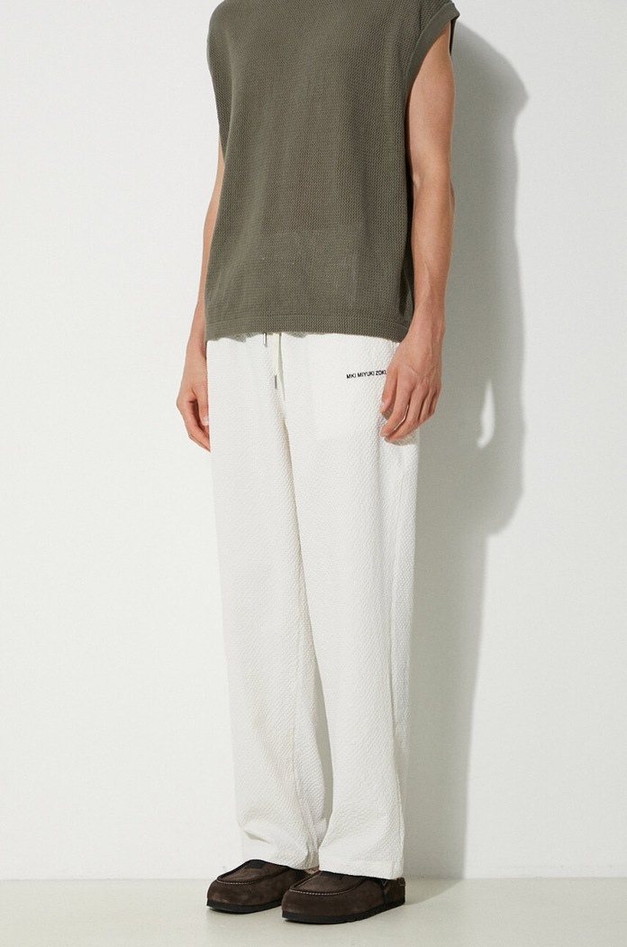 MKI MIYUKI ZOKU spodnie Seersucker Trousers beżowy SEERSUCKER.TROUSERS