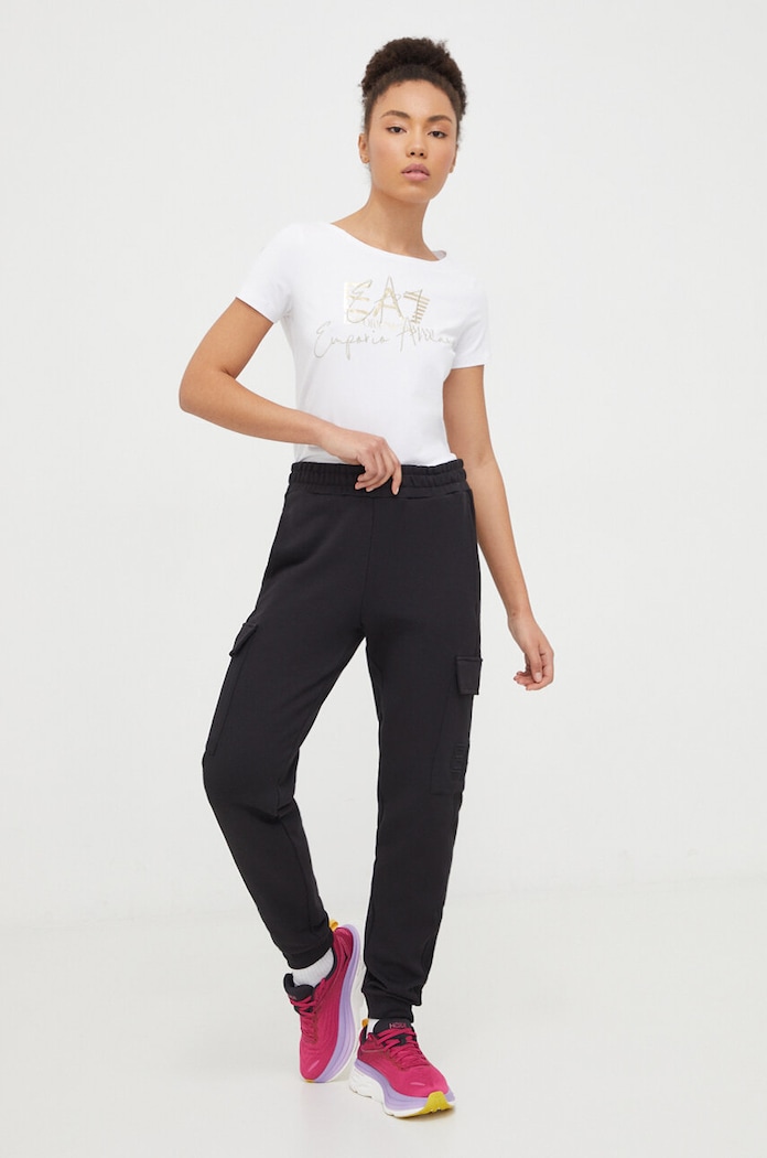 EA7 Emporio Armani spodnie dresowe bawełniane 3DUP53.PJTKZ czarny SS24