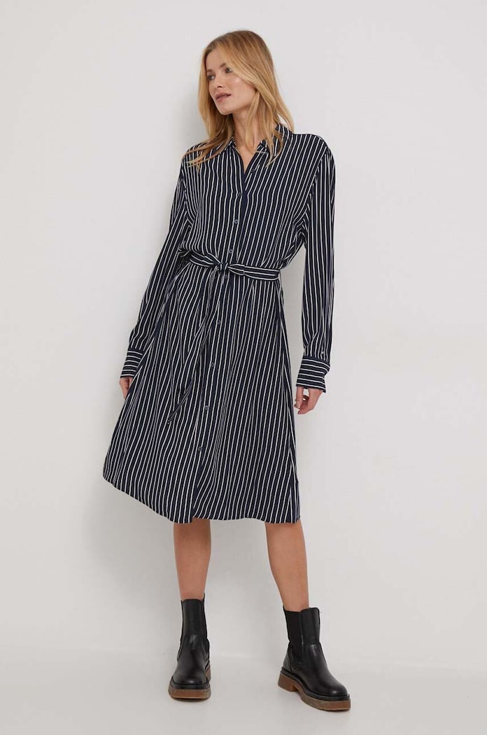 Φόρεμα Tommy Hilfiger μακρύ σκούρο μπλε WW0WW40563