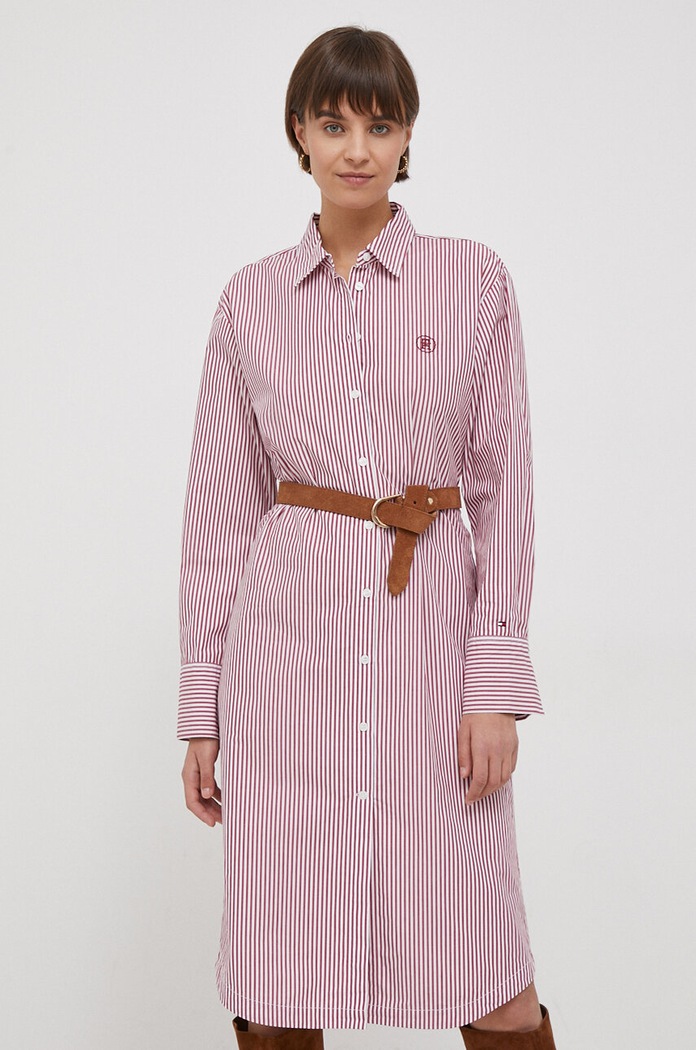 Bavlněné šaty Tommy Hilfiger mini červená WW0WW40564