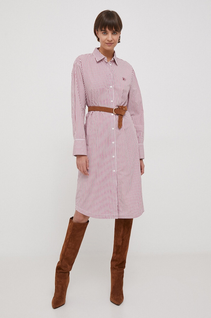 Bavlněné šaty Tommy Hilfiger WW0WW40564 červená SS24