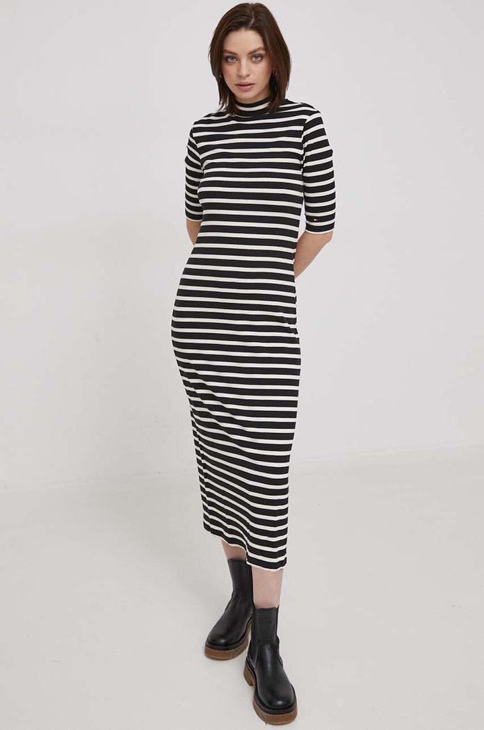 Šaty Tommy Hilfiger midi černá WW0WW40610